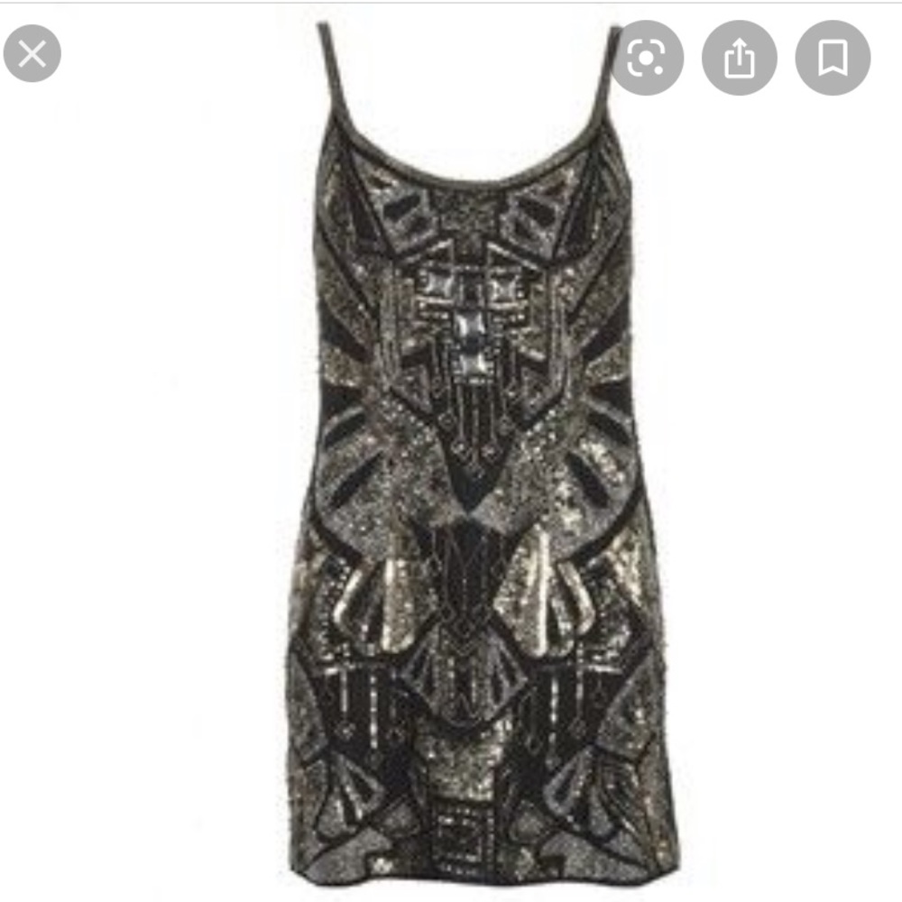 AllSaints, Isis, beaded mini dress in navy